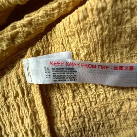 FREE PEOPLE BEACH NWOT ONE SHOULDER FLUTTER SLEEVE TEXTURED YELLOW TOP | MEDIUM - Picture 7 of 8